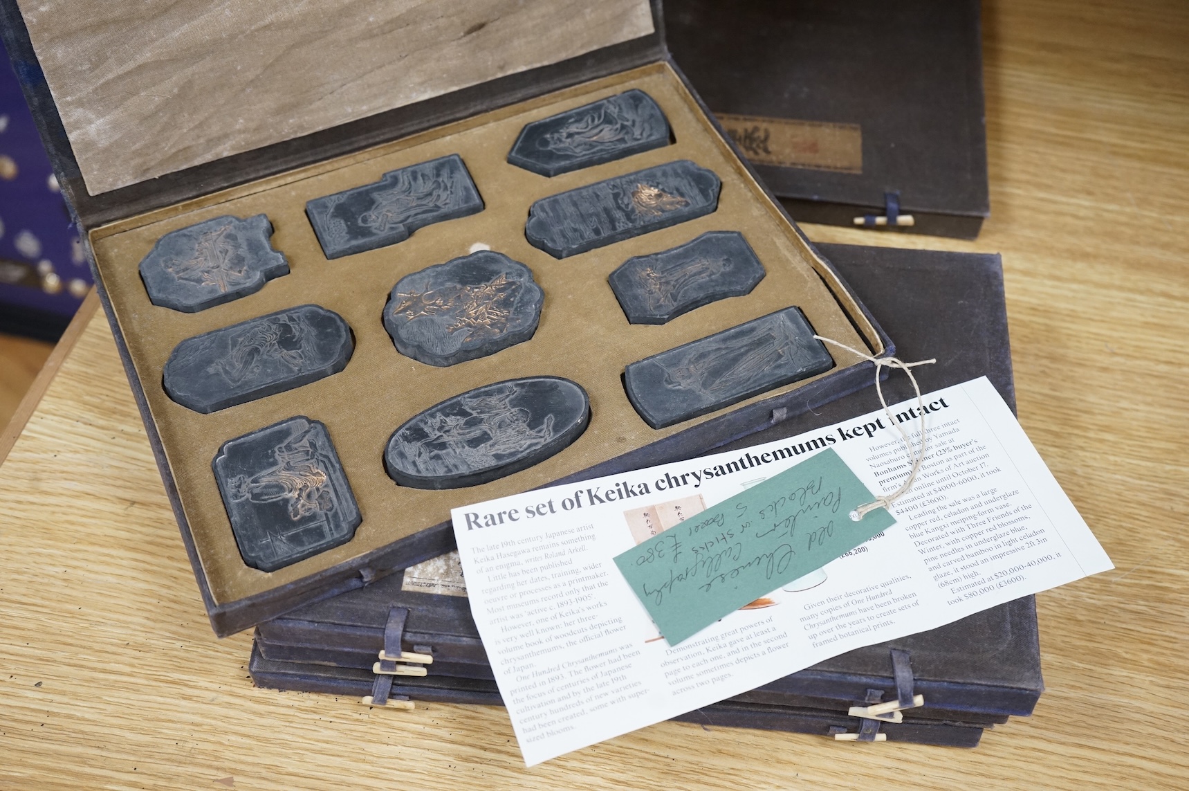 Five cased sets of Chinese ink blocks